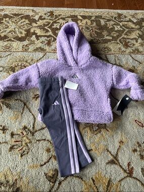 adidas Lavender Sherpa Hoodie with Charcoal Gray Leggings